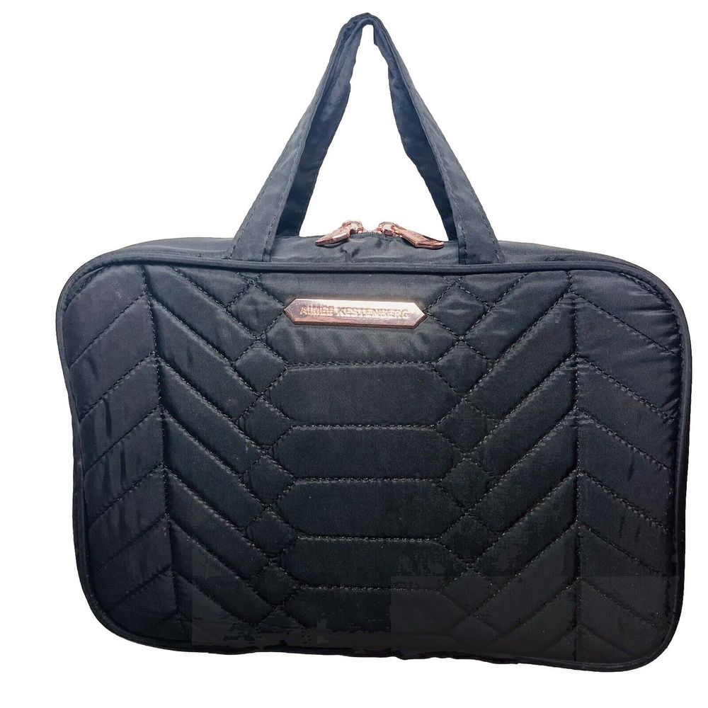 Aimee Kestenberg Jenna Hanging Travel Toiletry Cosmetic Bag Black Rose Gold